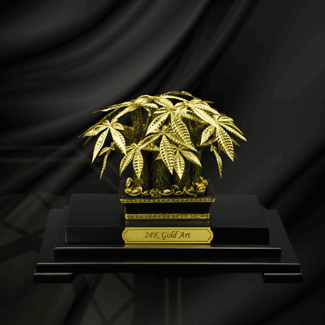 Chậu cây kim ngân dát vàng 24K