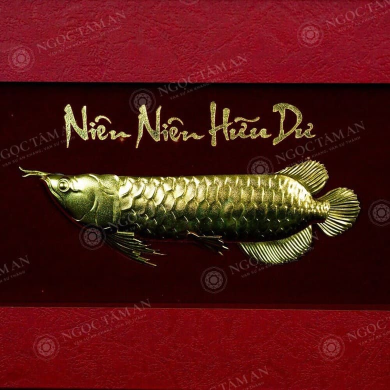 Tranh Cá Rồng dát vàng 24K