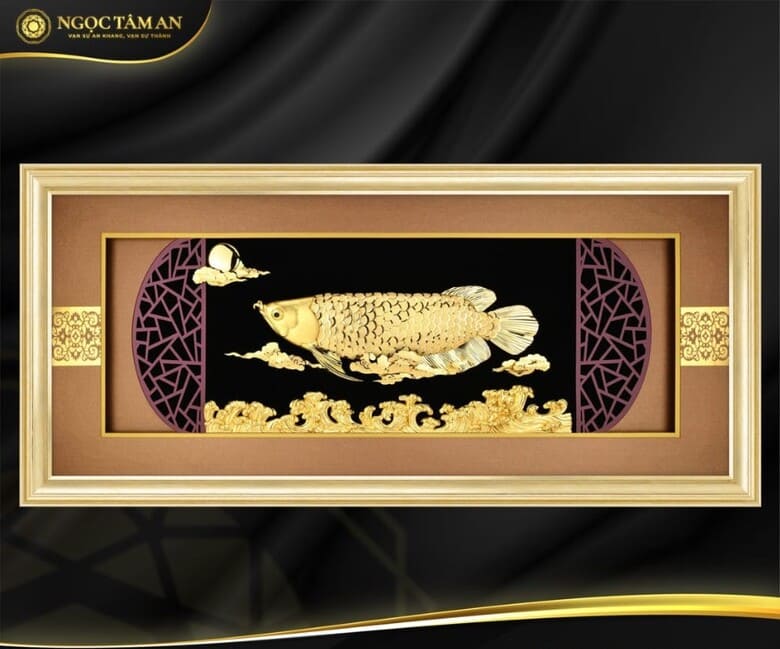 Tranh Cá rồng mạ vàng 24K