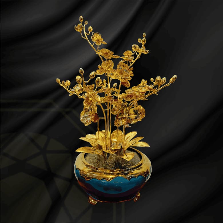Chậu hoa lan mạ vàng 24K