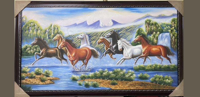 Tranh mã đáo thành công sơn dầu