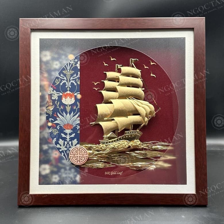 Tranh thuận buồm xuôi gió dát vàng 24K