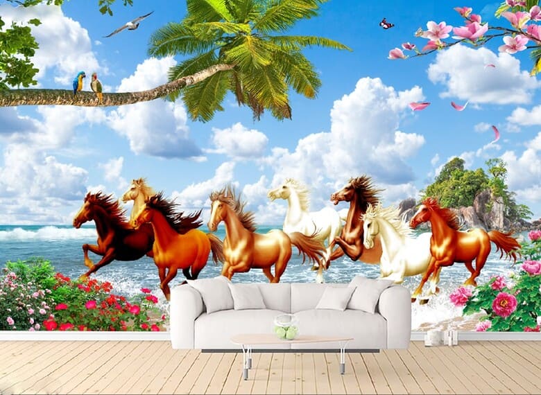 Tranh bát mã truy phong treo tường