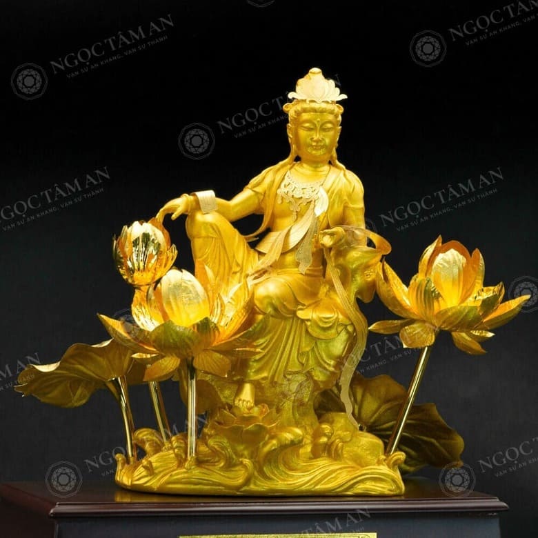 Tượng phật bà quan âm mạ vàng 24K