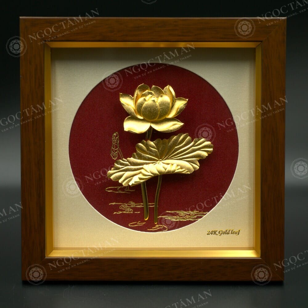 Tranh hoa sen phú quý giàu ý nghĩa phong thủy