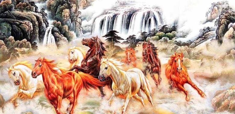 tranh "Mã đáo thành công" mang phong cách sơn thủy