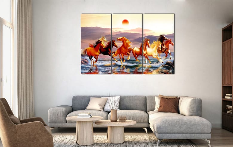 Tranh dán tường 3D Bát Mã Phi Thủy với hình in sắc nét, chân thực