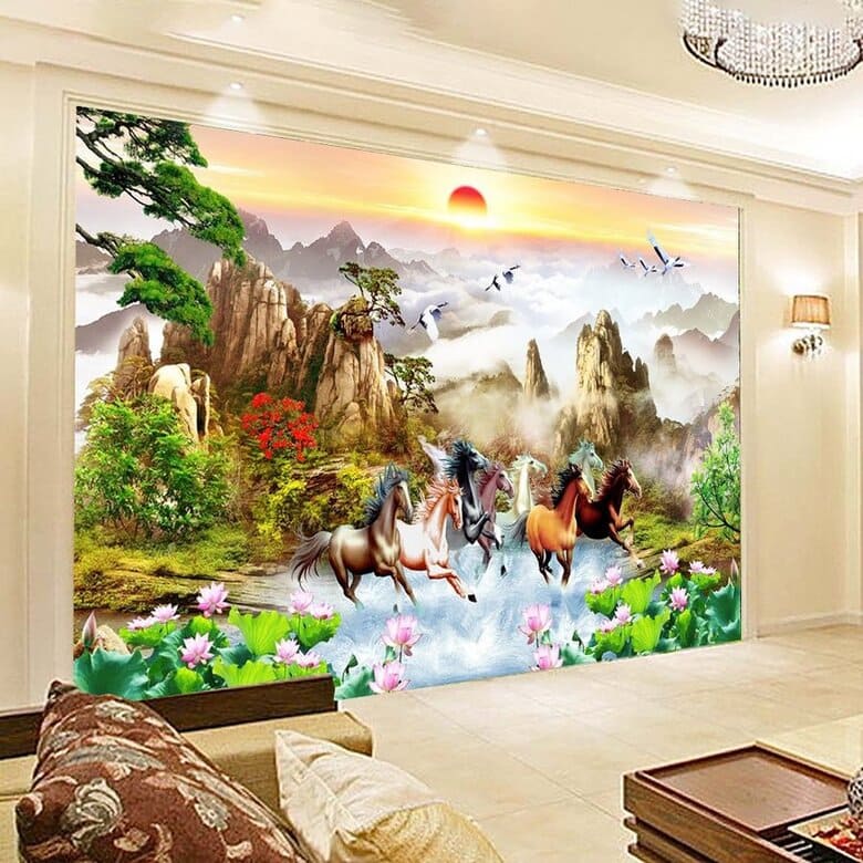 Tranh Dán Tường 3D Mã Đáo Thành Công tạo điểm nhấn cho không gian sống