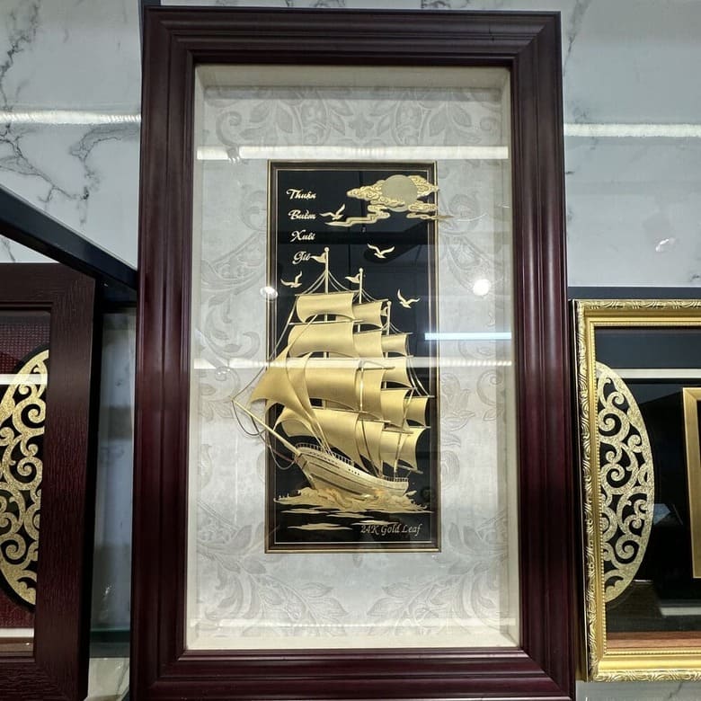Tranh thuyền buồm dát vàng 24K
