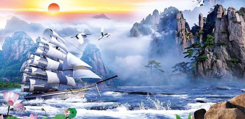 Tranh thuyền buồm sơn dầu