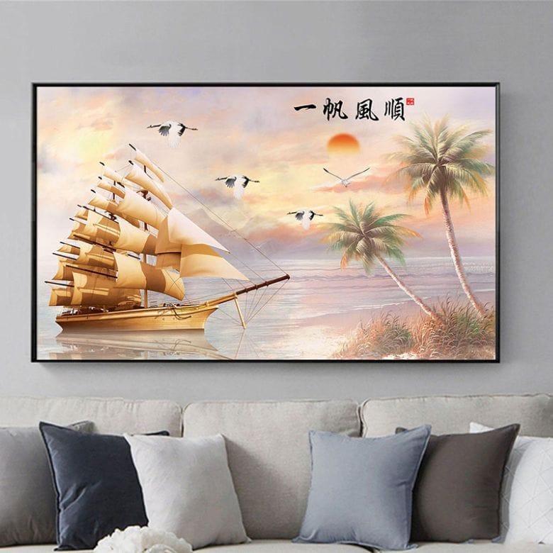 Tranh thuyền buồm đa dạng ứng dụng