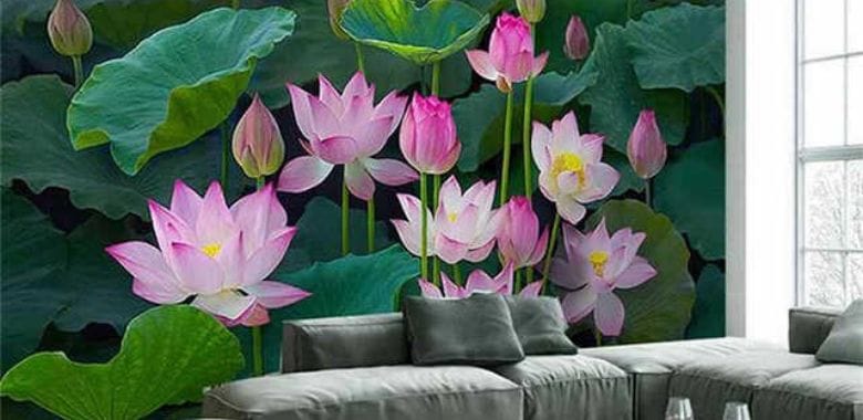 Vẽ tranh hoa sen trên tường