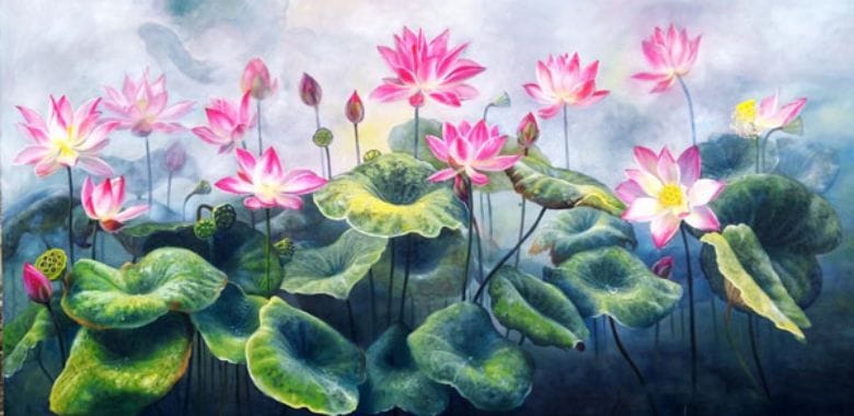 Ý nghĩa của tranh hoa sen trên tường
