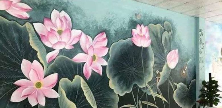 Tranh hoa sen bằng bút dạ