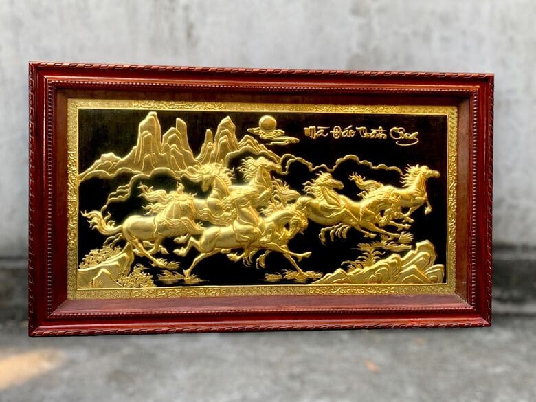 tranh mã đáo thành công mạ vàng
