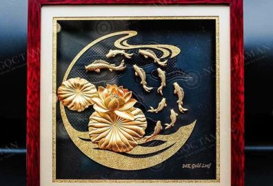 Tranh lý ngư tát tử mạ vàng