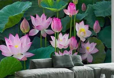 Vẽ tranh hoa sen trên tường