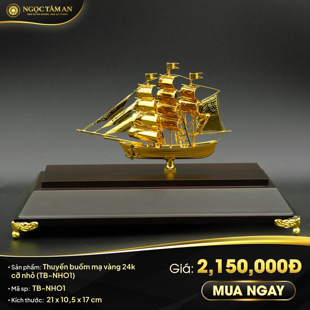Thuyền buồm mạ vàng 24k cỡ nhỏ (TB-NHO1)