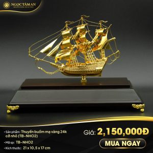 Thuyền buồm mạ vàng 24K cỡ nhỏ (TB-NHO2)
