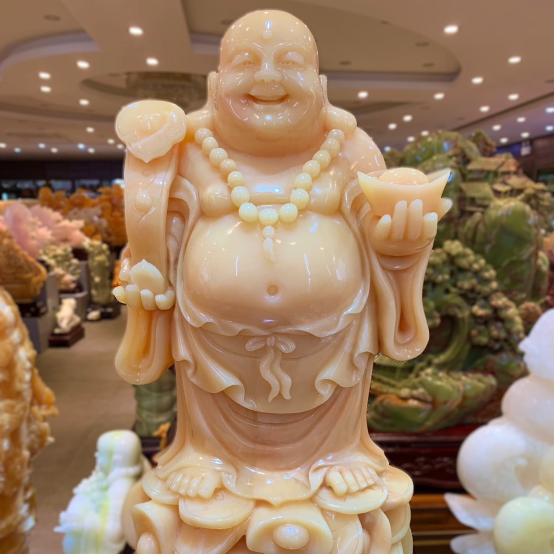 Tượng Ngọc Di Lặc Thần Tài Hoan Hỉ