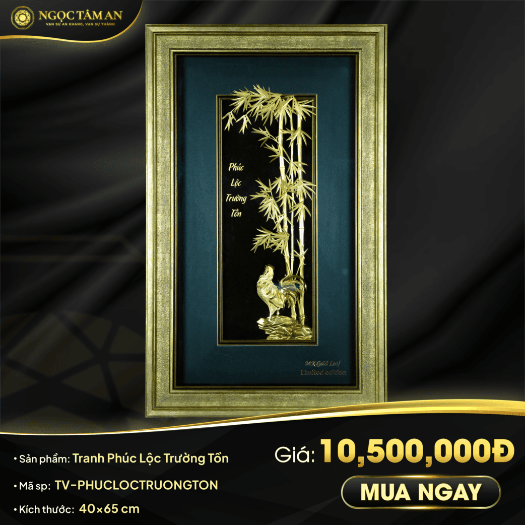Tranh Phúc lộc trường tồn mạ vàng
