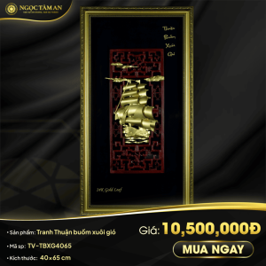 Tranh thuyền Thuận buồm xuôi gió mạ vàng (40x65cm)