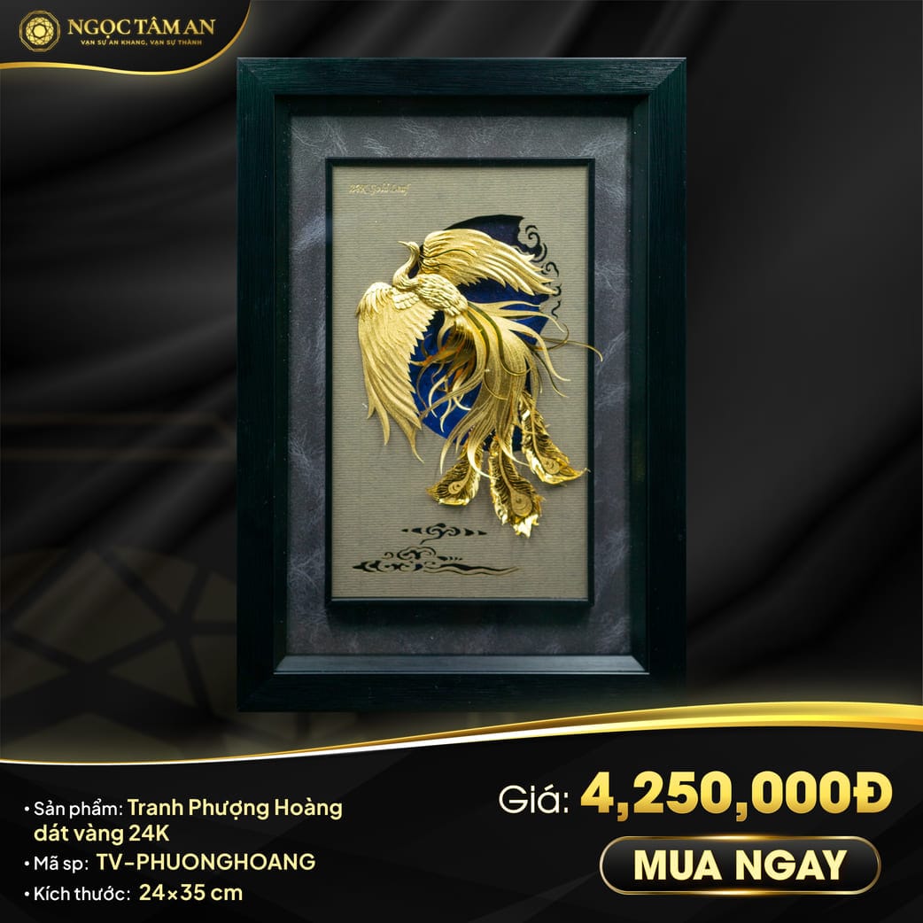 Tranh Phượng hoàng dát vàng