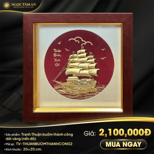 Tranh Thuận buồm thành công dát vàng (nền đỏ)