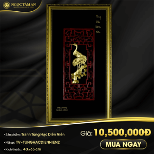 Tranh Tùng hạc diên niên mạ vàng