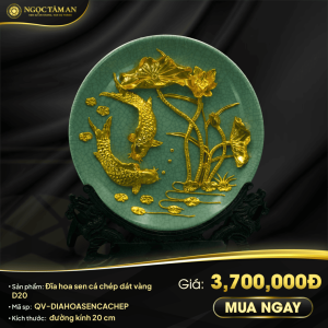 Đĩa hoa sen cá chép dát vàng D20