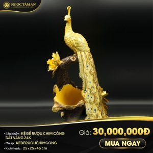 Kệ để rượu chim công dát vàng 24K