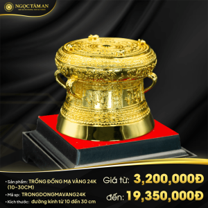 Trống đồng mạ vàng 24K (10-30cm)