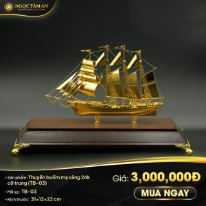 Thuyền buồm mạ vàng 24k cỡ trung (TB-03)