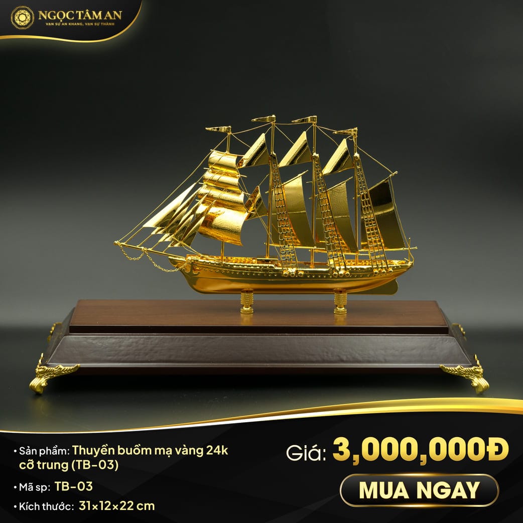 Thuyền buồm mạ vàng 24k cỡ trung (TB-03)