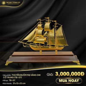 Thuyền buồm mạ vàng 24K cỡ trung (TB-07)