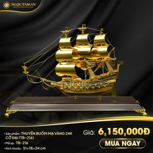 Thuyền buồm mạ vàng 24k cỡ đại (TB-216)