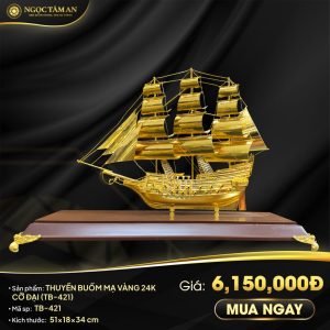 Thuyền buồm mạ vàng 24k cỡ đại (TB-421)