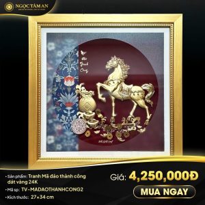 Tranh Mã đáo thành công dát vàng - TV MADAOTHANHCONG2