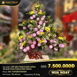 Cây đào đá Thạch anh hồng 58 quả (kèm hoa thạch anh)