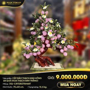 Cây đào đá Thạch anh hồng 68 quả (kèm hoa thạch anh)