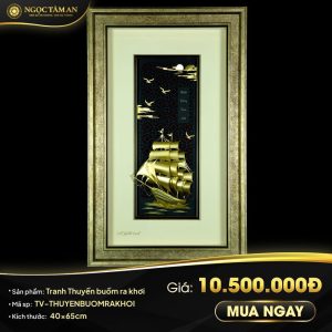 Tranh Thuyền buồm ra khơi mạ vàng (khung vàng)