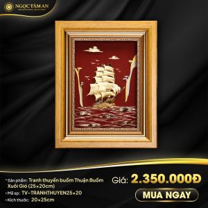 Tranh thuyền buồm thuận buồm xuôi gió (25x20cm)