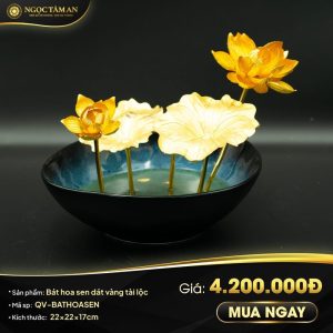 Bát hoa sen dát vàng tài lộc mạ vàng
