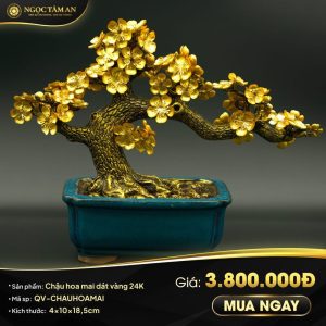 Chậu hoa mai dát vàng 24K