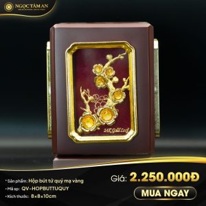 Hộp bút tứ quý mạ vàng