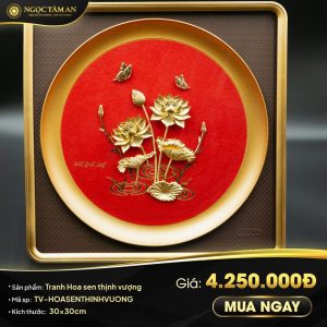 Tranh Hoa sen thịnh vượng dát vàng