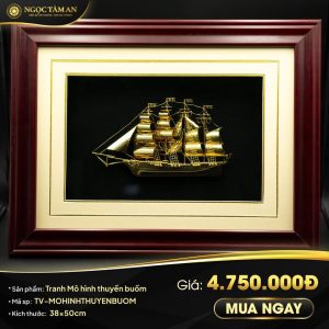 Tranh Mô hình thuyền buồm mạ vàng