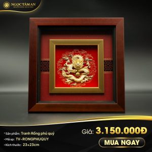 Tranh Rồng phú quý dát vàng