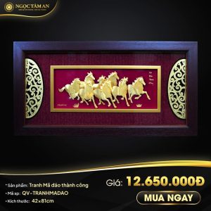 Tranh Mã đáo thành công (Bát mã) dát vàng - QV TRANHMADAO
