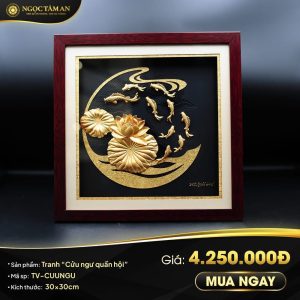 Tranh Cửu Ngư Quần Hội mạ vàng